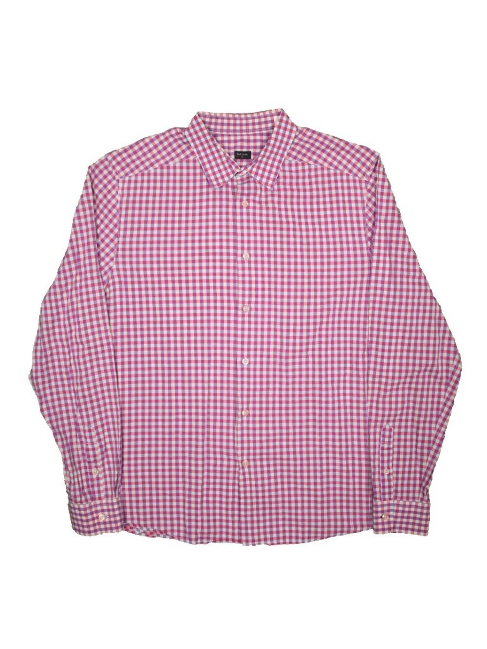 Paul Smith Dress Shirt Pink Check Cotton Long Sleeve Portugal 16.5 Large